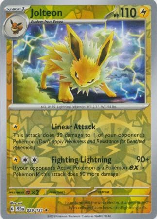 Pokemon - Jolteon 029/131 Prismatic Evolutions - Reverse Foil Einzelkarte Pokemon - Jolteon 029/131 Prismatic Evolutions - Reverse Foil Einzelkarte von Pokémon