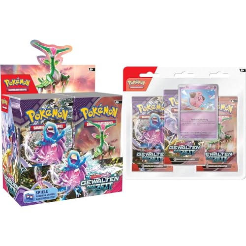 Pokémon Karmesin & Purpur – Gewalten der Zeit Display-Box (36 Boosterpacks), Mehrfarbig & Sammelkartenspiel: 3er-Pack Karmesin & Purpur von Pokémon