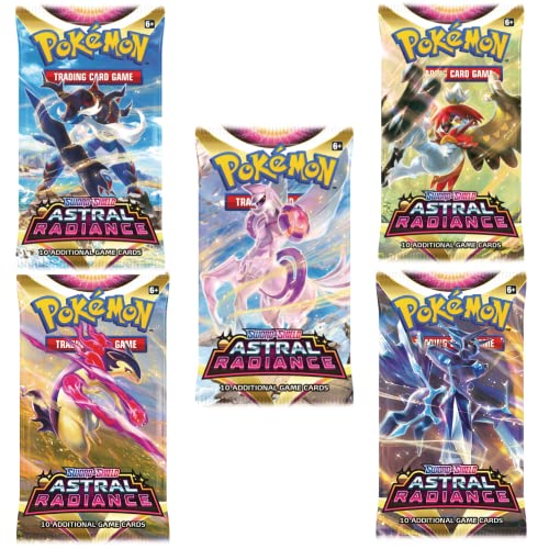 Pokemon Booster Packs Astral Radiance Karte x5 – Neue Vstar und Vmax Karte – Englische Karten – Spiele von Pokémon