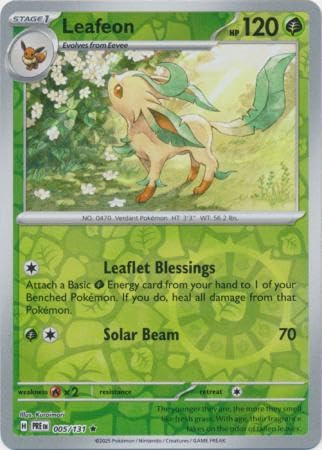 Pokemon - Leafeon 005/131 Prismatic Evolutions - Reverse Foil Einzelkarte Pokemon - Leafeon 005/131 Prismatic Evolutions - Reverse Foil Einzelkarte von Pokémon