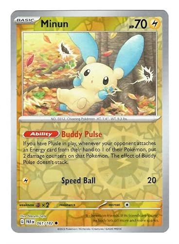 Pokemon - Minun 061/182 - Paradox Rift - Reverse Foil - Einzelkarte von Pokémon