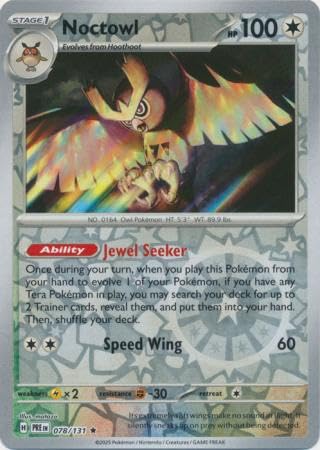 Pokemon - Noctowl 078/131 Prismatic Evolutions - Reverse Foil Einzelkarte von Pokémon