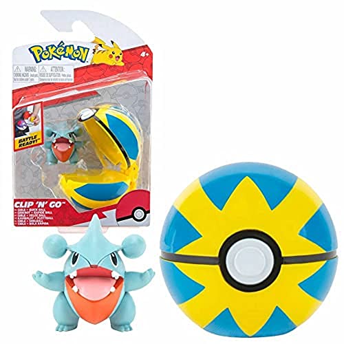 Pokémon PKW0160 - Clip and Go Pokéball - Kaumalat & Flottball, offizieller Pokéball mit beweglicher 5 cm Figur von Pokémon