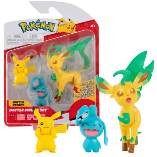 Pokemon Figuren 3-Pack Pikachu, Wynaut & Leafeon – 5-8 cm Pokémon Figuren - Neueste Welle 2022 - Offiziell Lizenziert Pokemon Spielzeug von Pokemon