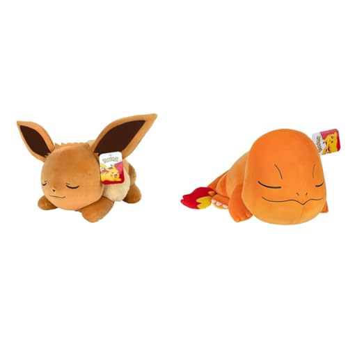 Pokémon PKW0222-45cm Schlafendes Plüsch - Evoli, offizielles Plüsch & PKW3883-45cm Schlafendes Plüsch - Glumanda, offizielles Plüsch Pokémon PKW0222-45cm Schlafendes Plüsch - Evoli, offizielles Plüsch & PKW3883-45cm Schlafendes Plüsch - Glumanda, offizielles Plüsch von Pokémon