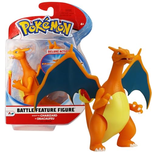 Pokémon PKW0368 - Battle Feature Figure - Glurak, offizielle bewegliche Figuren, 11,5 cm von Pokemon