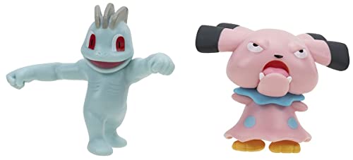 Pokémon PKW2634 - Battle Figure Pack - Machollo & Snubbull, offizielle detaillierte Figuren, je 5 cm von Pokémon