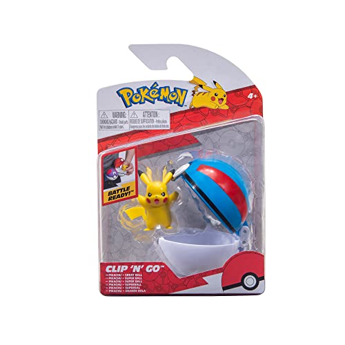 Pokémon PKW2660 - Clip'n'Go Pokéball - Pikachu & Guter Ball, offizieller Pokéball mit detaillierter 5 cm Figur von Pokémon
