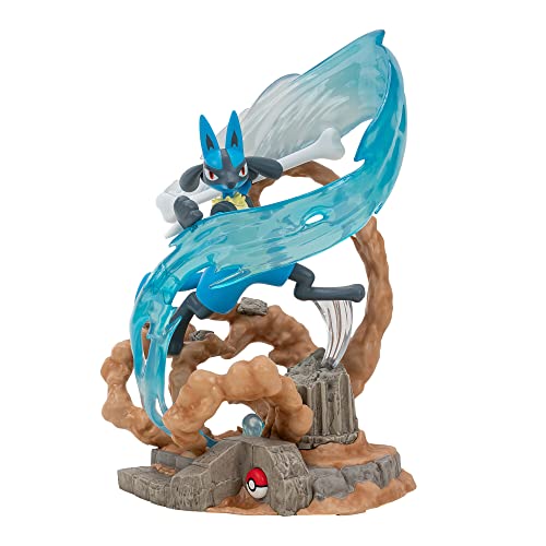 Pokémon PKW2732 -Deluxe Sammler Statue - Lucario, offizielle Sammelfigur von Pokémon