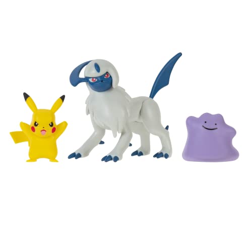 Pokémon PKW3044 - Battle Figure Set - Pikachu, Ditto, Geckarbor, offizielles Figuren Set von Pokémon