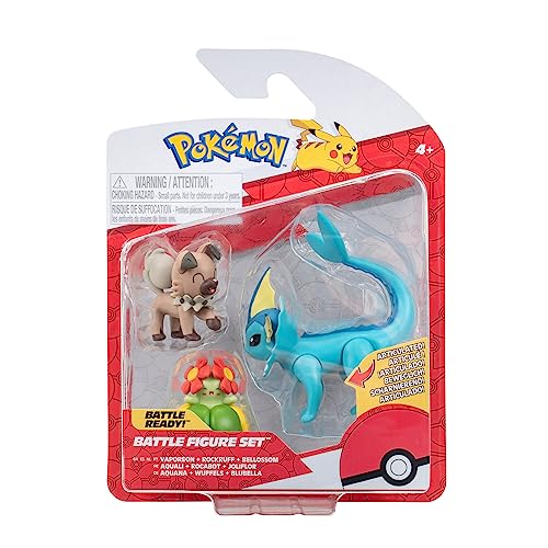 Pokémon PKW3048 - Battle Figure Set - Wuffels, Blubella, Aquana, offizielles Figuren Set von Pokémon
