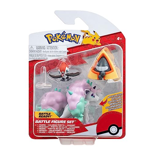 Pokémon PKW3053 - Battle Figure Set - Peppeck, Schneppke, Galar-Ponita, offizielles Figuren Set von Pokémon