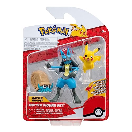 Pokémon PKW3054 - Battle Figure Set - Pikachu, Amonitas, Lucario, offizielles Figuren Set Pokémon PKW3054 - Battle Figure Set - Pikachu, Amonitas, Lucario, offizielles Figuren Set von Pokémon