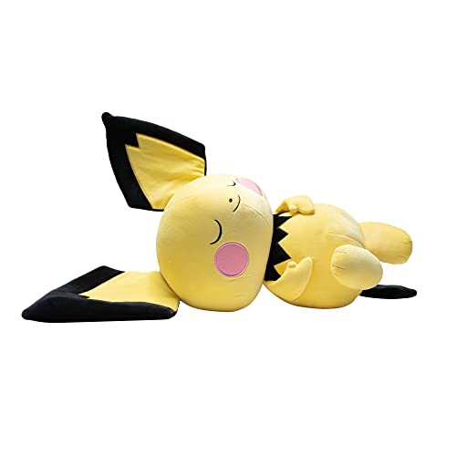 Pokémon PKW3113-45cm Schlafendes Plüsch - Pichu, offizielles Plüsch von Pokémon