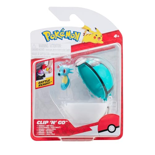 Pokémon PKW3145 Pokemon Clip 'N' Go Horsea Includes 2-Inch Battle Figure and Net Ball Zubehör, Multi-Color von Pokémon