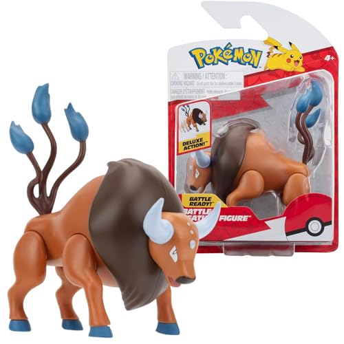 Pokémon PKW3369 - Battle Feature Figure - Tauros, offizielle bewegliche Figuren, 11.5 cm von Pokémon