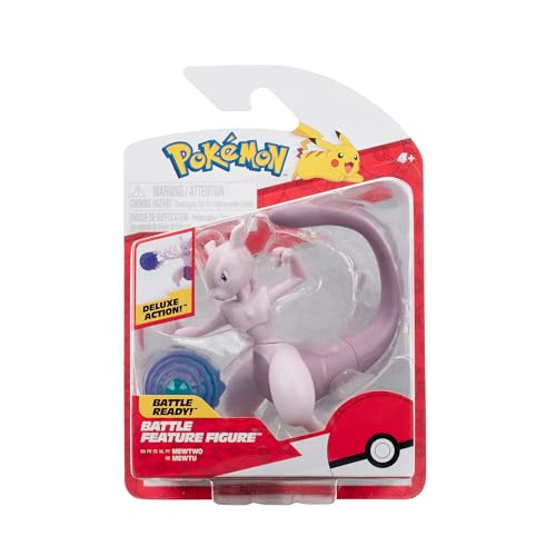 Pokémon PKW3370 - Battle Feature Figure - Mewtu, offizielle bewegliche Figuren, 11,5 cm von Pokémon