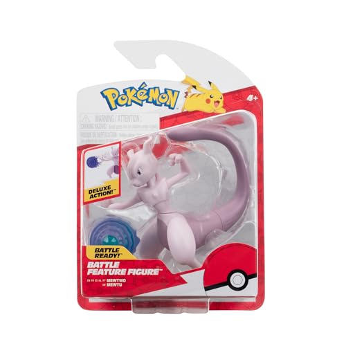 Pokémon PKW3370 - Battle Feature Figure - Mewtu, offizielle bewegliche Figuren, 11,5 cm von Pokémon