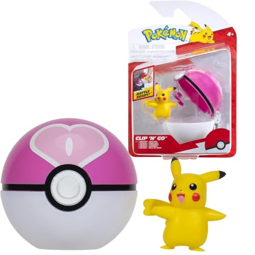 Pokémon PKW3638 - Clip'n'Go Poké Ball - Pikachu & Sympaball, offizieller Pokéball mit 5 cm Figur von Pokemon