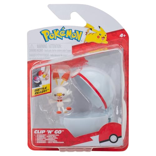 Pokémon PKW3642 - Clip'n'Go Poké Ball - Hopplo & Premierball, offizieller Pokéball mit 5 cm Figur von Pokemon