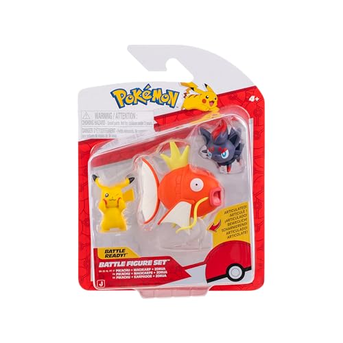 Pokémon PKW4090 Battle Figure Set - Pikachu, Zorua, Karpador, offizielles Figuren Set von Pokémon