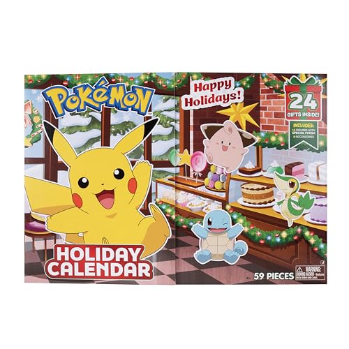 Pokémon PKW4116 - Adventskalender 2025 – Mit 16 exklusiven Battle-Figuren (ca. 5 cm) und 8 festlichen Zubehörteilen von Pokémon