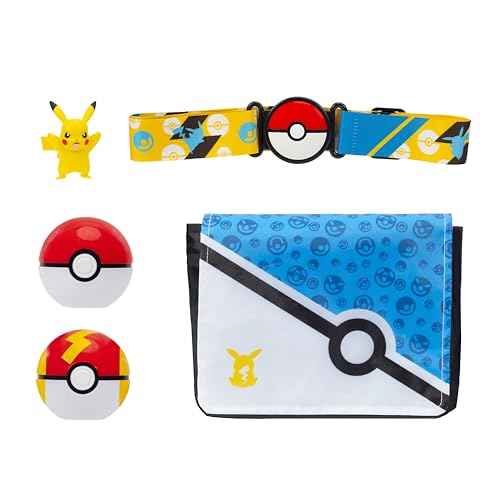 Pokémon PKW4171 - Pikachu Clip ‘N’ Go Bandolier Set – Pikachu Battle Figur, Pokéball, Turboball, Gurt und Bandolier, offizielles Set von Pokémon
