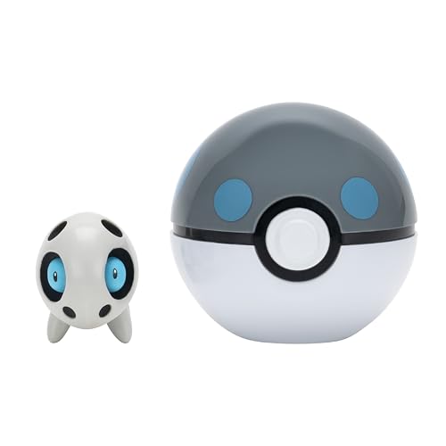 Pokémon PKW4147 - Clip and Go Pokéball - Stollunior und Schwerball, offizieller Pokéball mit beweglicher 5 cm Figur von Pokémon