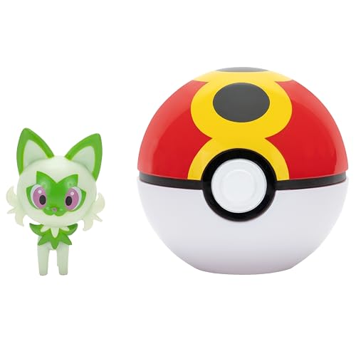 Pokémon PKW4151 - Clip and Go Pokéball - Felori und Wiederball, offizieller Pokéball mit beweglicher 5 cm Figur von Pokémon