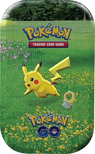 Pokémon POKGOMINTIN01 GO: Mini Zinn | Zufällige Vorlage | Sammelkarten | ab 6 Jahren, Grün, Gelb von Pokémon