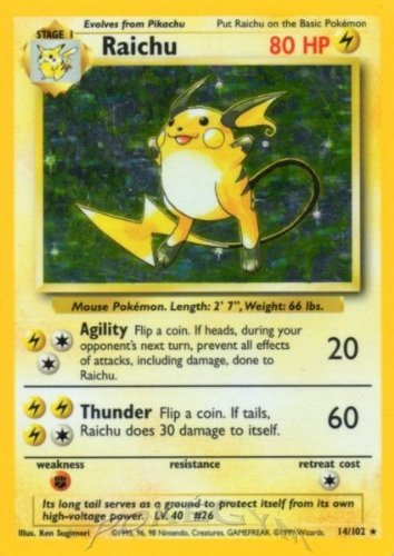 Pokemon - Raichu (14/102) - Basis-Set - Holo von Pokémon