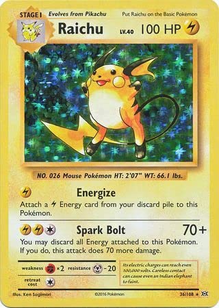 Pokemon Raichu - 36/108 - Holo Rare XY: Evolutions Singles von Pokémon