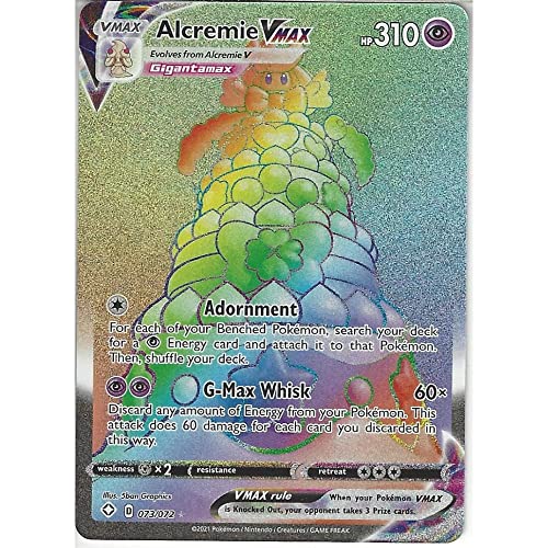 Pokemon Sammelkartenspiel 073/072 Alcremie VMAX | Seltene Regenbogenkarte | Glänzendes Schicksal Pokemon Sammelkartenspiel 073/072 Alcremie VMAX | Seltene Regenbogenkarte | Glänzendes Schicksal von Pokémon