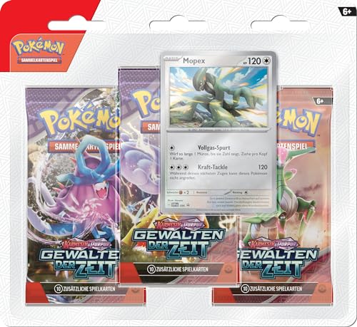 Pokémon-Sammelkartenspiel: 3er-Pack Karmesin & Purpur – Gewalten der Zeit: Mopex (3 Boosterpacks & 1 holografische Promokarte) Pokémon-Sammelkartenspiel: 3er-Pack Karmesin & Purpur – Gewalten der Zeit: Mopex (3 Boosterpacks & 1 holografische Promokarte) von Pokémon