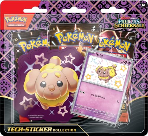 Pokémon-Sammelkartenspiel: Tech-Sticker-Kollektion Karmesin & Purpur – Paldeas Schicksale – Hefel (1 holografische Promokarte & 3 Boosterpacks) von Pokémon