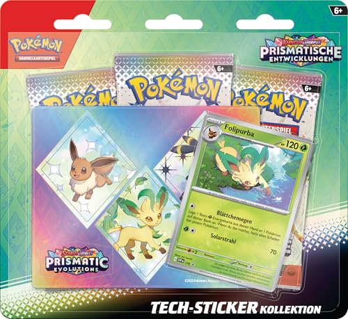 Pokémon-Sammelkartenspiel Tech-Sticker-Kollektion Karmesin & Purpur – Prismatische Entwicklungen: Folipurba (1 holografische Promokarte & 3 Boosterpacks) von Pokémon
