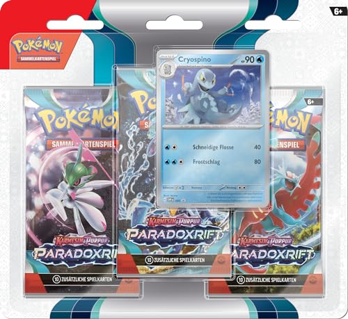 Pokémon-Sammelkartenspiel: 3er-Pack (Cryospino) Karmesin & Purpur – Paradoxrift (3 Boosterpacks & 1 holografische Promokarte) von Pokémon