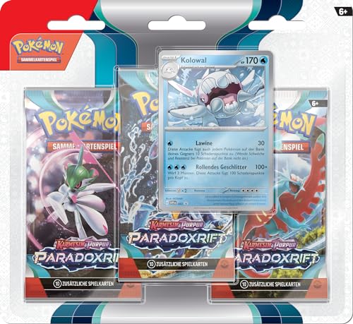 Pokémon-Sammelkartenspiel: 3er-Pack (Kolowal) Karmesin & Purpur – Paradoxrift (3 Boosterpacks & 1 holografische Promokarte) von Pokémon