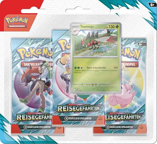 Pokémon-Sammelkartenspiel: 3er-Pack-Blister Karmesin & Purpur – Reisegefährten: Yanmega (3 Boosterpacks & 1 holografische Promokarte) von Pokémon