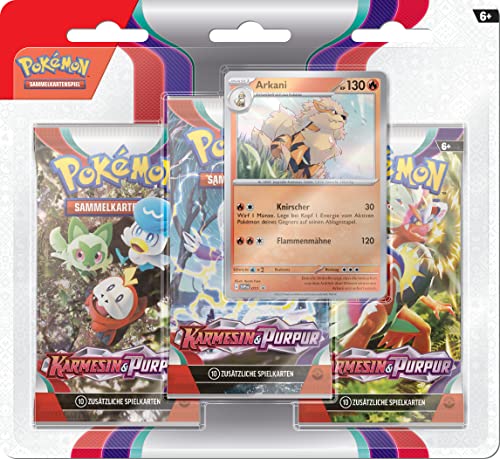 Pokémon-Sammelkartenspiel: 3er-Pack Karmesin & Purpur - Arkani (3 Boosterpacks & 1 holografische Promokarte) von Pokémon