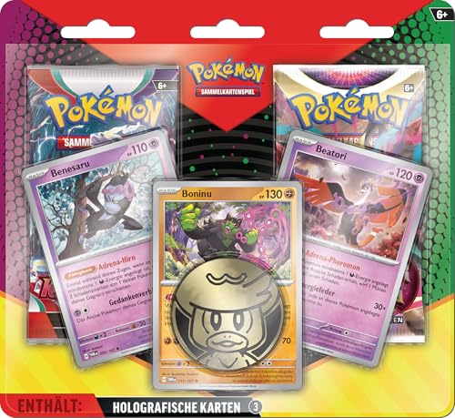 Pokémon-Sammelkartenspiel: Aufgewerteter 2er-Pack-Blister (3 holografische Promokarten & 2 Boosterpacks) von Pokémon