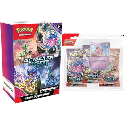 Pokémon-Sammelkartenspiel: Boosterbundle Karmesin & Purpur – Gewalten der Zeit (6 Boosterpacks) & Sammelkartenspiel: 3er-Pack Karmesin & Purpur – Gewalten der Zeit: Pii von Pokémon