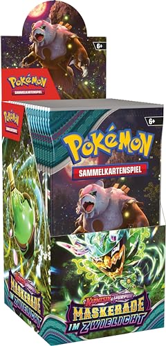 Pokémon-Sammelkartenspiel: Boosterpack-Display-Box Karmesin & Purpur – Maskerade im Zwielicht (18 Boosterpacks) von Pokémon