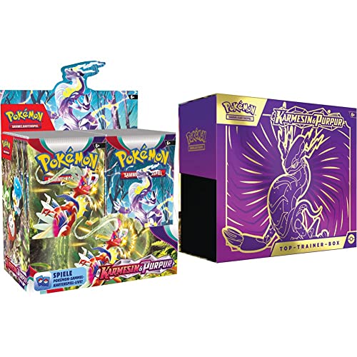 Pokémon-Sammelkartenspiel: Display-Box Karmesin & Purpur (36 Boosterpacks) & -Sammelkartenspiel: Top-Trainer-Box Karmesin & Purpur (Miraidon) (9 Boosterpacks & Premium-Zubehör) von Pokémon