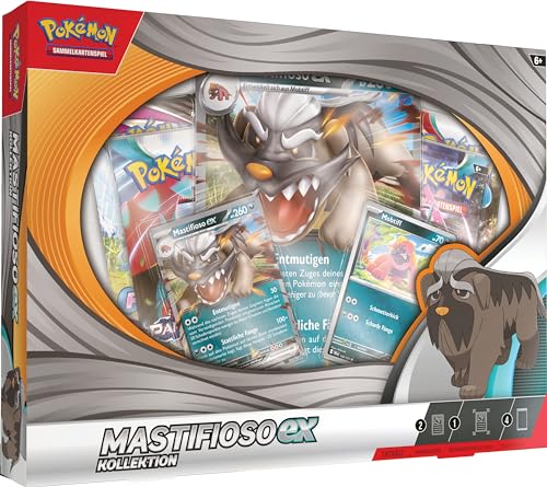 Pokémon-Sammelkartenspiel: Kollektion Mastifioso-ex (2 holografische Promokarten, 1 überdimensionale holografische Karte & 4 Boosterpacks) von Pokémon