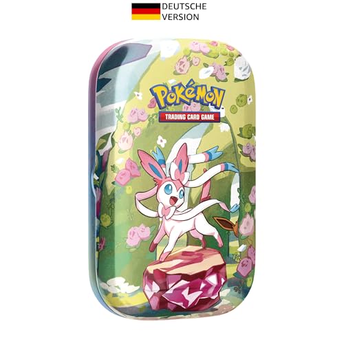 Pokémon-Sammelkartenspiel: Mini-Tin-Box Karmesin & Purpur – Prismatische Entwicklungen: Feelinara (2 Boosterpacks & 1 Münze) von Pokémon