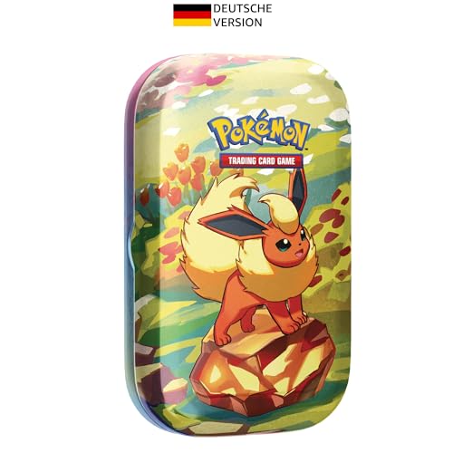 Pokémon-Sammelkartenspiel: Mini-Tin-Box Karmesin & Purpur – Prismatische Entwicklungen: Flamara (2 Boosterpacks & 1 Münze) von Pokémon