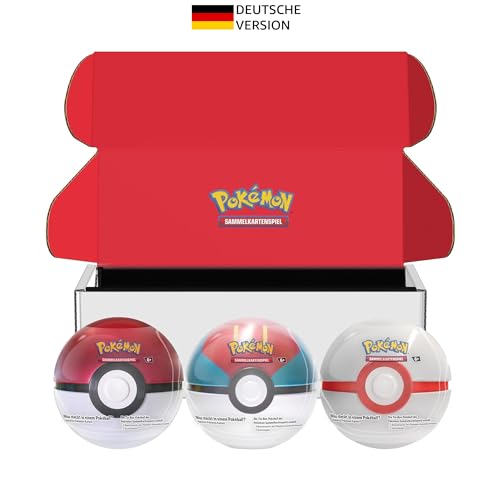Pokémon-Sammelkartenspiel: Tin-Box-Bundle Pokéball – Pokéball, Köderball & Premierball (9 Boosterpacks des Pokémon-Sammelkartenspiels, 7 Stickerbögen) von Pokémon
