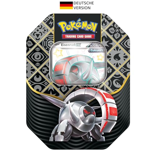 Pokémon-Sammelkartenspiel: Tin-Box Karmesin & Purpur – Paldeas Schicksale – Eisenrad-ex (1 holografische Promokarte & 4 Boosterpacks) von Pokémon
