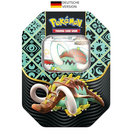 Pokémon-Sammelkartenspiel: Tin-Box Karmesin & Purpur – Paldeas Schicksale – Riesenzahn-ex (1 holografische Promokarte & 4 Boosterpacks) von Pokémon